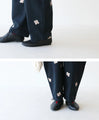 Light pink floral embroidered pants