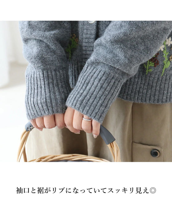 《人気商品》お散歩道に咲く花刺繍カーディガン
