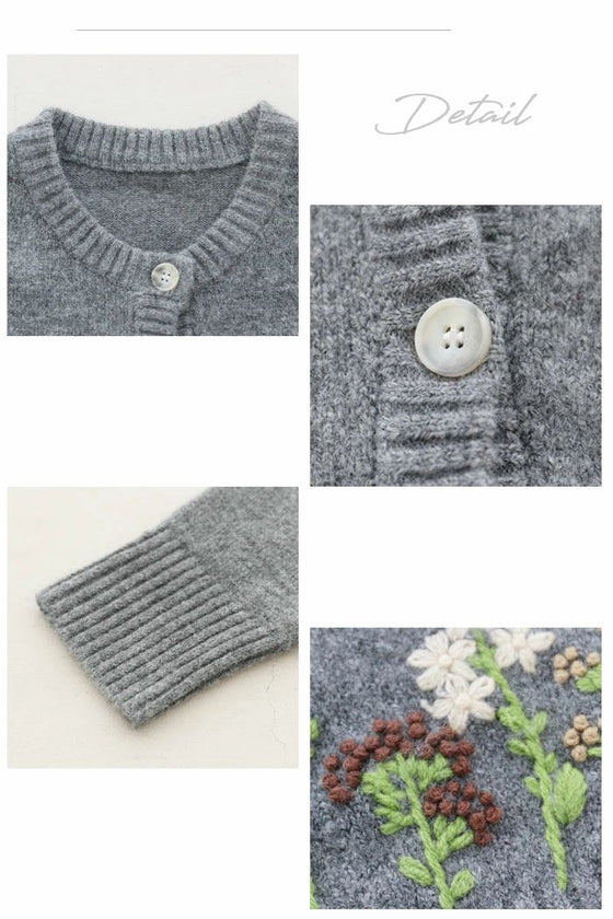 《人気商品》お散歩道に咲く花刺繍カーディガン