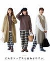 Brushed check loose pants