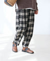 Brushed check loose pants