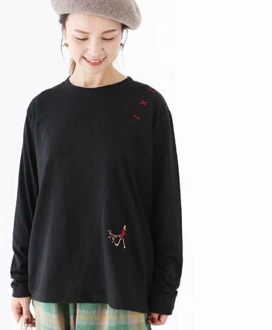 おさんぽ刺繍 ゆるTシャツ