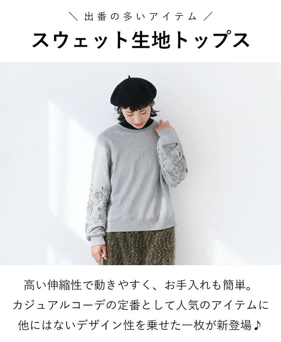 Loop-drawn floral sweatshirt