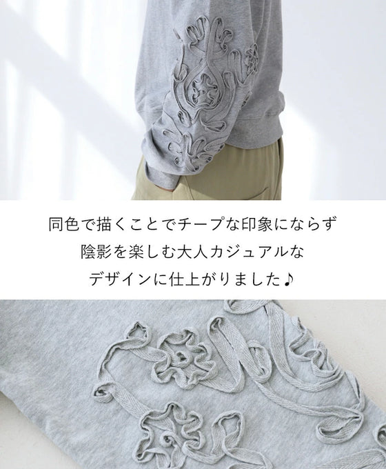 Loop-drawn floral sweatshirt