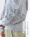 Loop-drawn floral sweatshirt