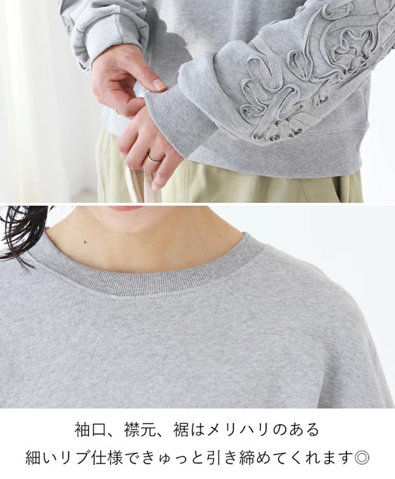 Loop-drawn floral sweatshirt