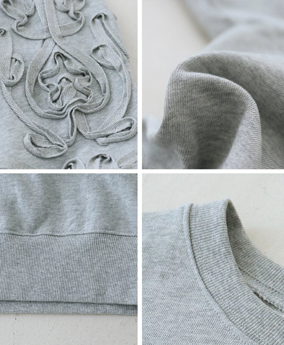 Loop-drawn floral sweatshirt