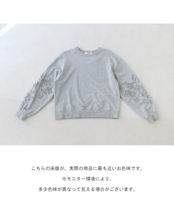 Loop-drawn floral sweatshirt