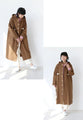 An eye-catching bicolor caramel coat