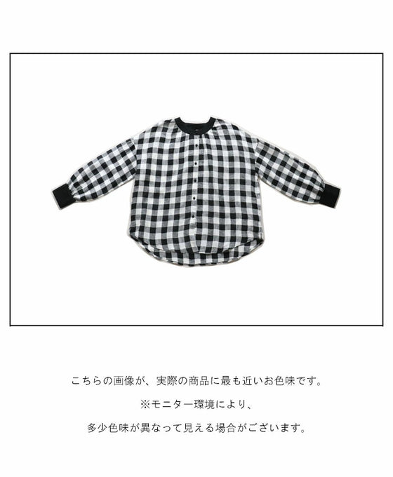1枚で目を惹くリネンチェックトップス