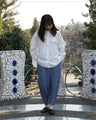 Stretch pleated pants