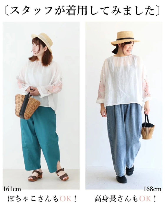 小さな春に心ときめく淡花刺繍トップス