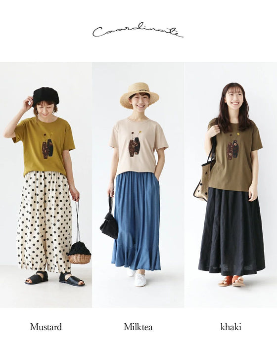<3 colors available> Patch x embroidered T-shirt