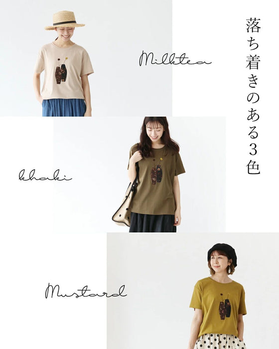 <3 colors available> Patch x embroidered T-shirt
