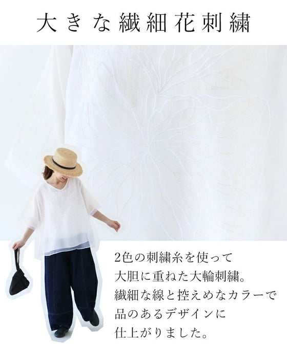 2色刺繍と2重シアートップス