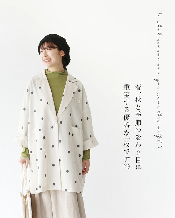 そよ風ドットの綿麻混羽織り