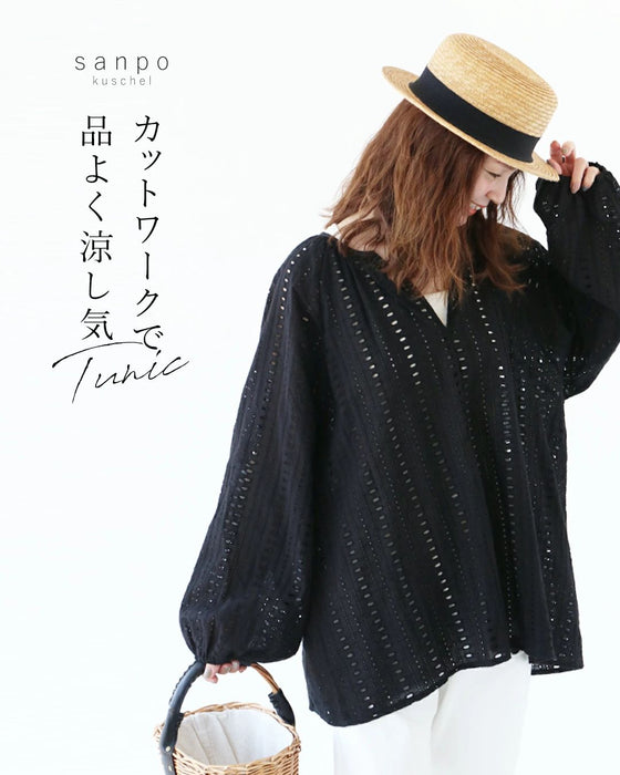 A classy and cool tunic with cutwork