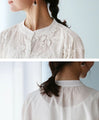 見惚れる 立体リーフ刺繍トップス