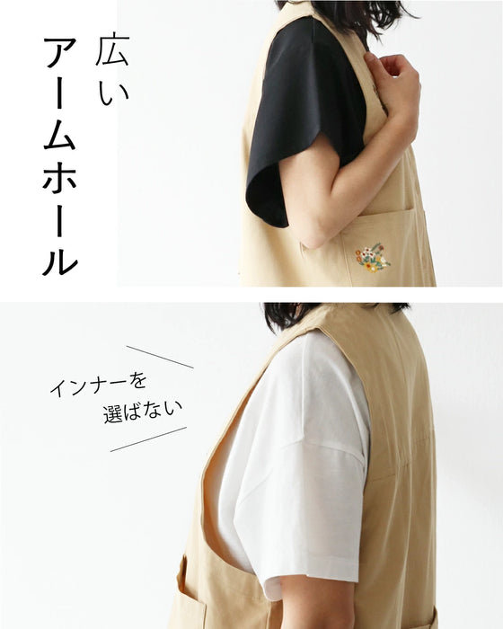 アウトドアにも◎花刺繍ベスト