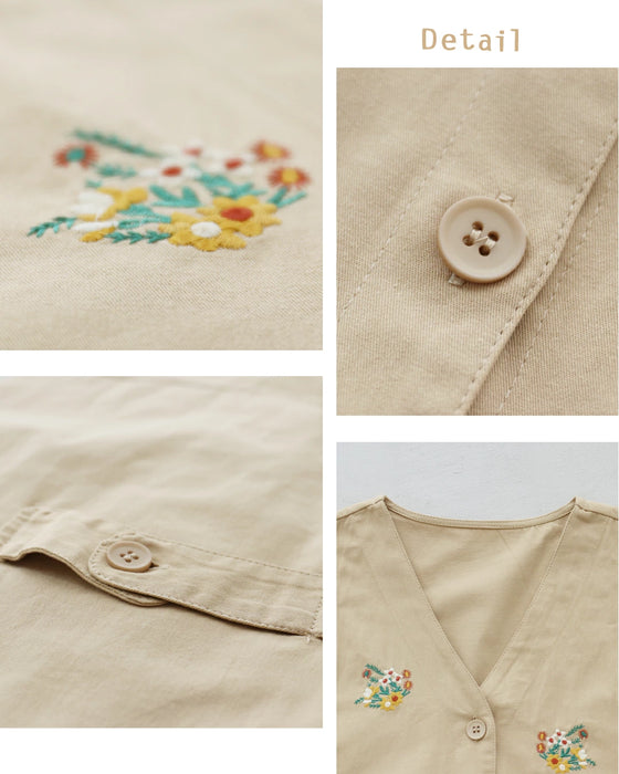 アウトドアにも◎花刺繍ベスト