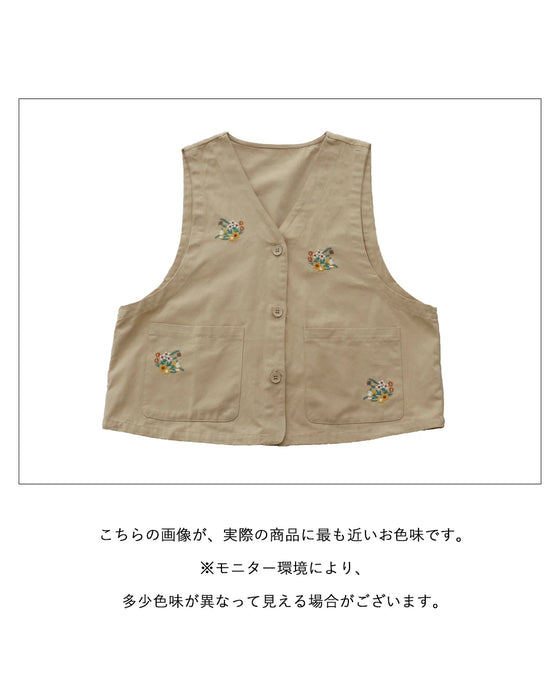 アウトドアにも◎花刺繍ベスト