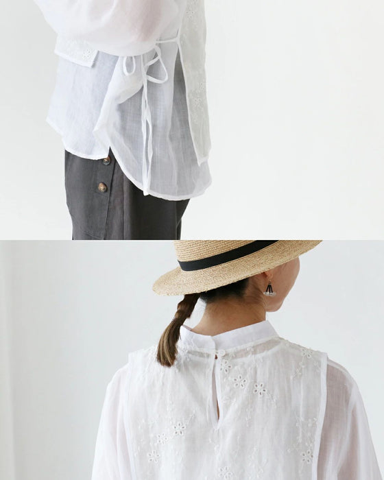 Blouse + Detachable Vest Beautiful Floral Embroidered Top