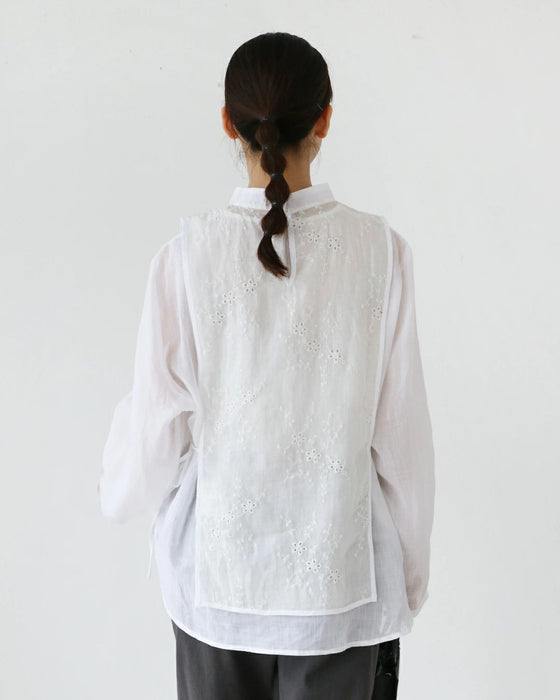 Blouse + Detachable Vest Beautiful Floral Embroidered Top