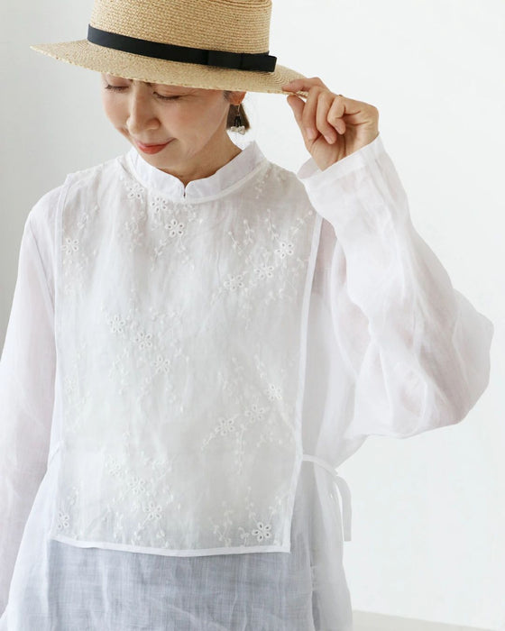 Blouse + Detachable Vest Beautiful Floral Embroidered Top