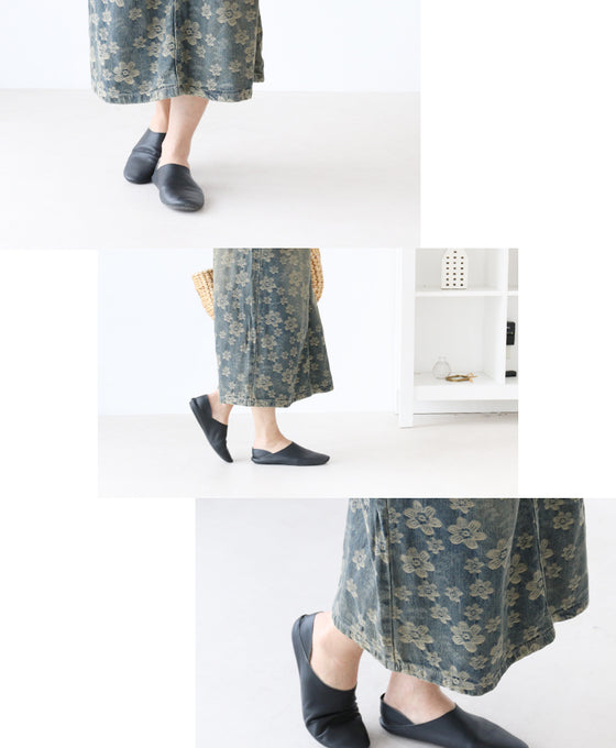 ゆったりなのにすっきり!花織りデニムスカート