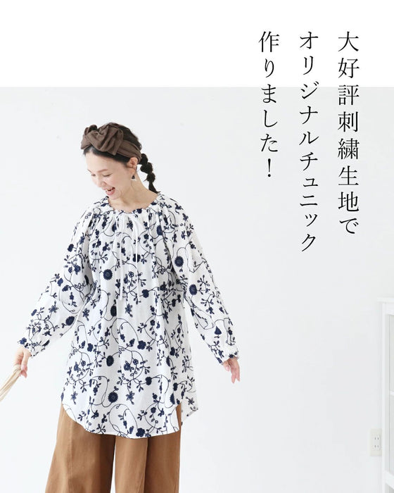 sanpoオリジナル 生命刺繍チュニック