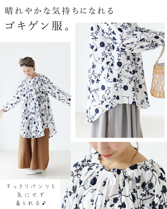 sanpoオリジナル 生命刺繍チュニック