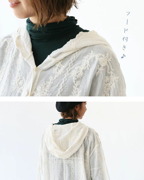 小花刺繍のクラシックフレーム羽織り