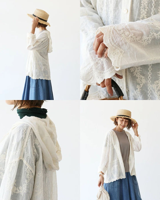 小花刺繍のクラシックフレーム羽織り
