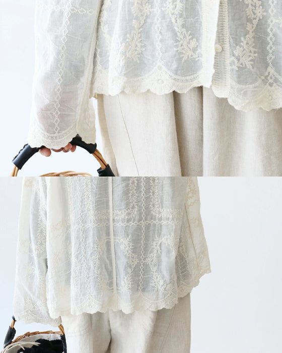 小花刺繍のクラシックフレーム羽織り