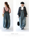 Color-coordinated denim tape overalls