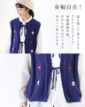 Flower embroidery front open vest
