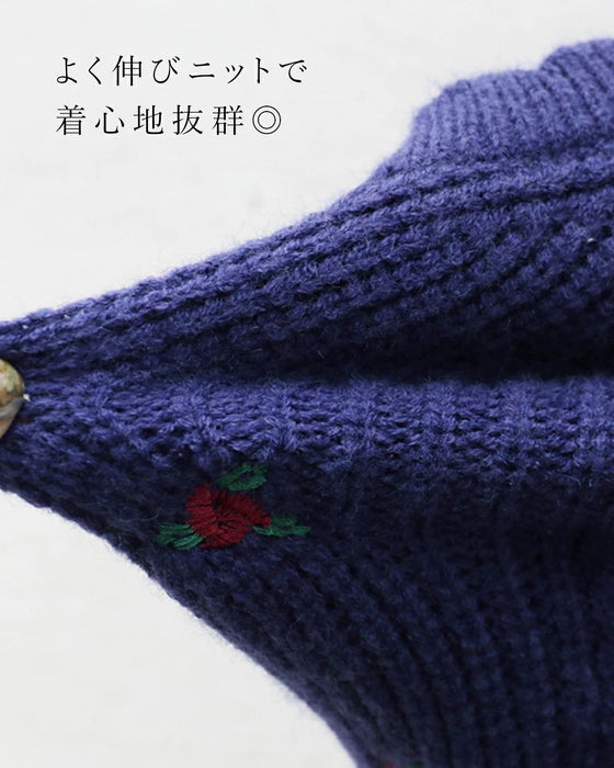 Flower embroidery front open vest