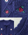 Flower embroidery front open vest
