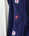Flower embroidery front open vest