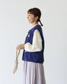 Flower embroidery front open vest