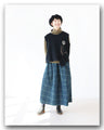 Check denim and buds meet skirt