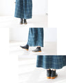Check denim and buds meet skirt