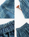 Check denim and buds meet skirt