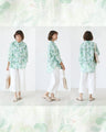 Wind-swept watercolor leaf shirt blouse
