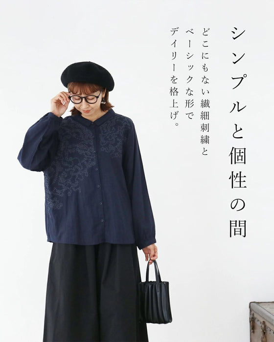 【特別再販9月25日8時販売】極上の着心地 粒花刺繍ブラウス