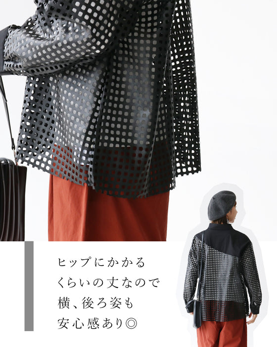 透かして楽しむ お洒落フェイクレザーシャツ