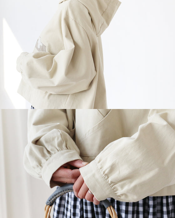 鳥さん刺繍と デザインパッチトップス