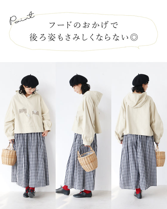 鳥さん刺繍と デザインパッチトップス