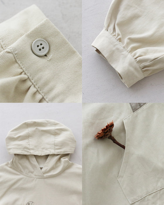 鳥さん刺繍と デザインパッチトップス