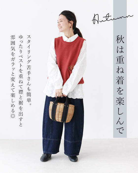 甘さを添える総花刺繍シャツトップス